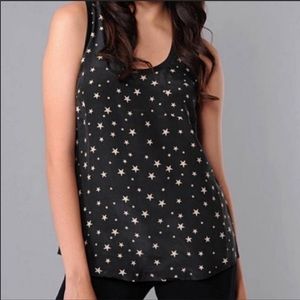 Joie Star and Circle Black Silk Tank Top